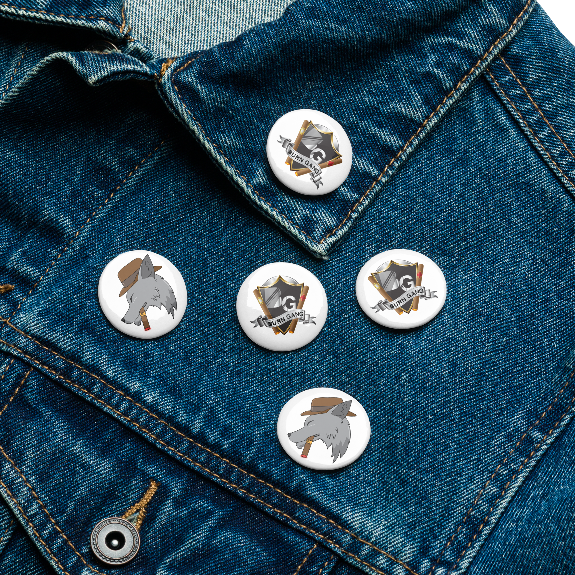 BURN GANG Set of pin buttons
