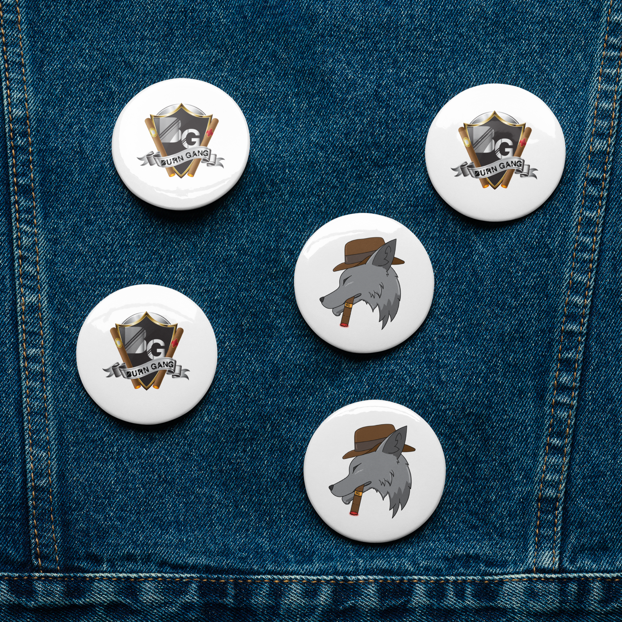 BURN GANG Set of pin buttons