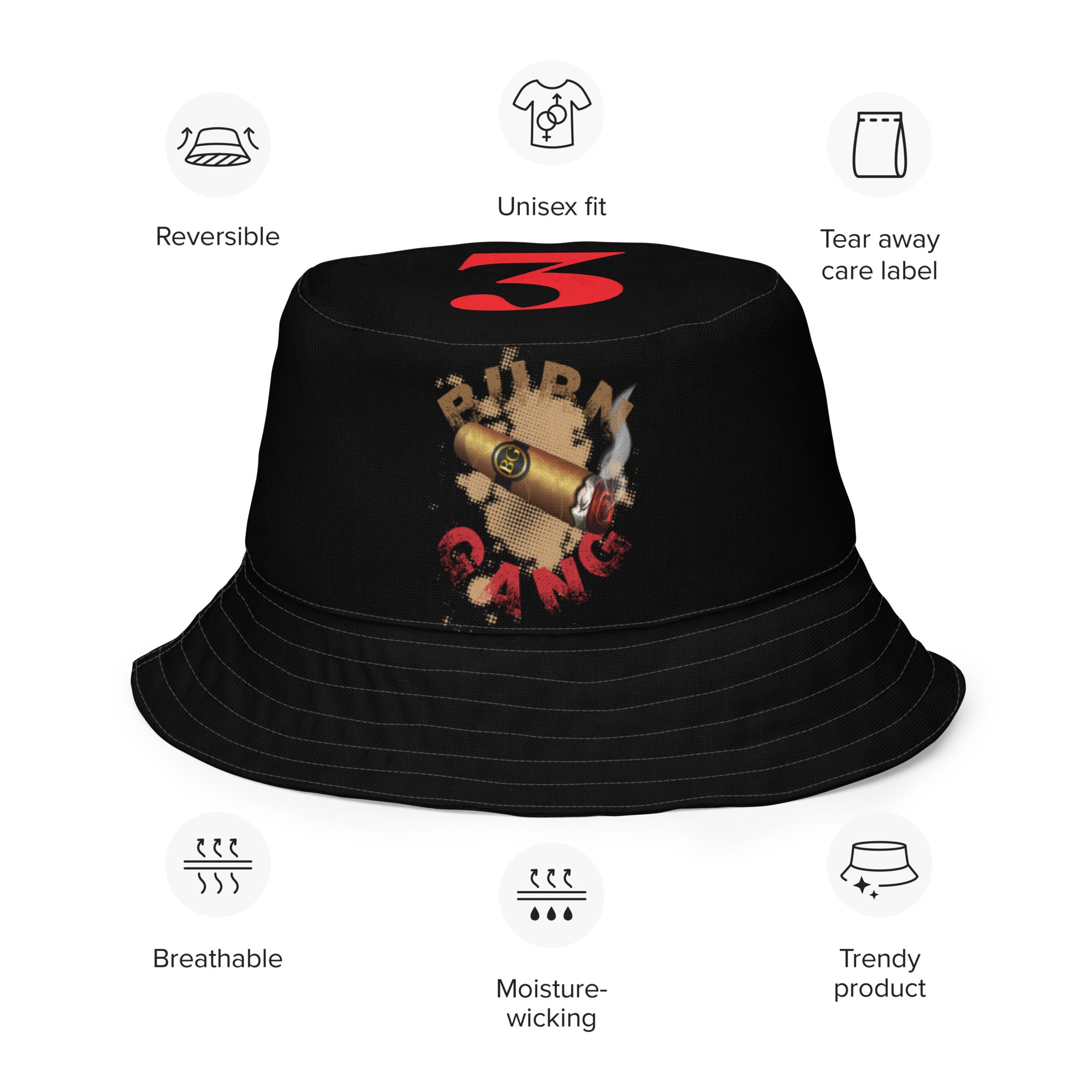 BURN GANG 3 Reversible bucket hat
