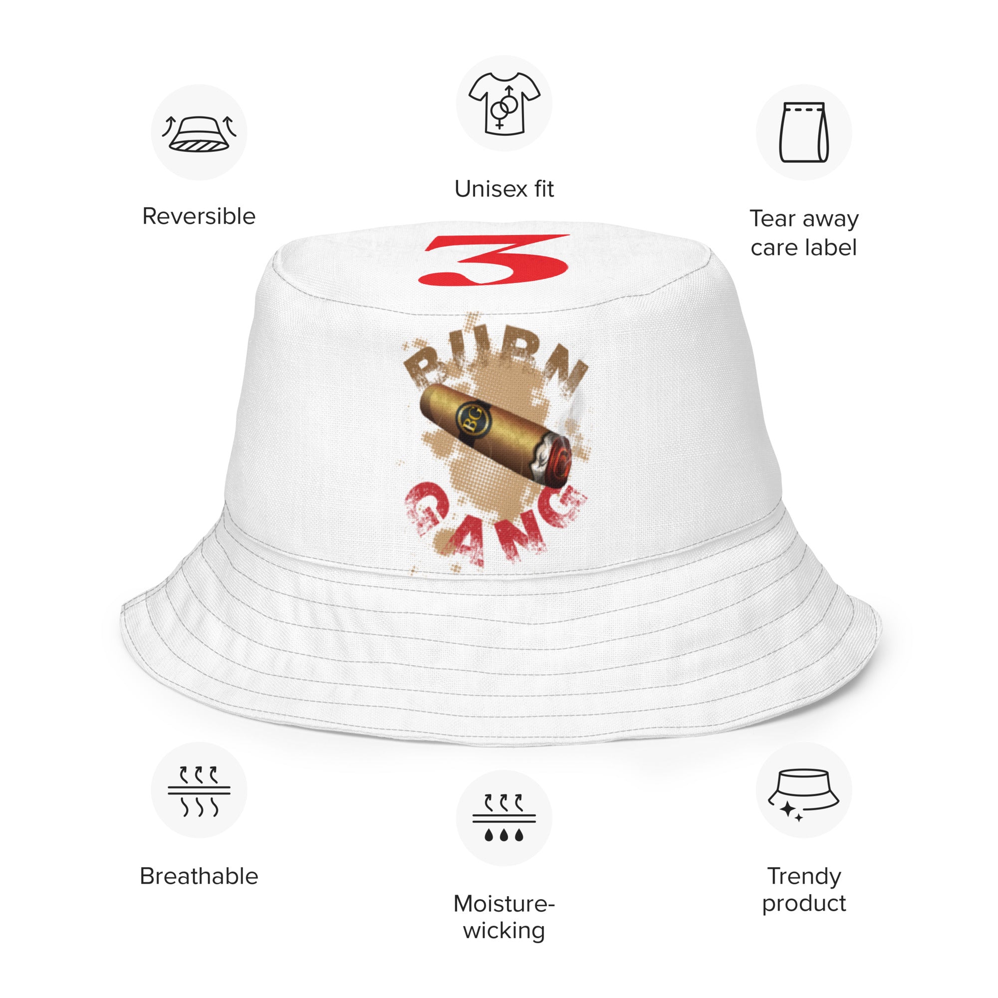 BURN GANG 3 Reversible bucket hat