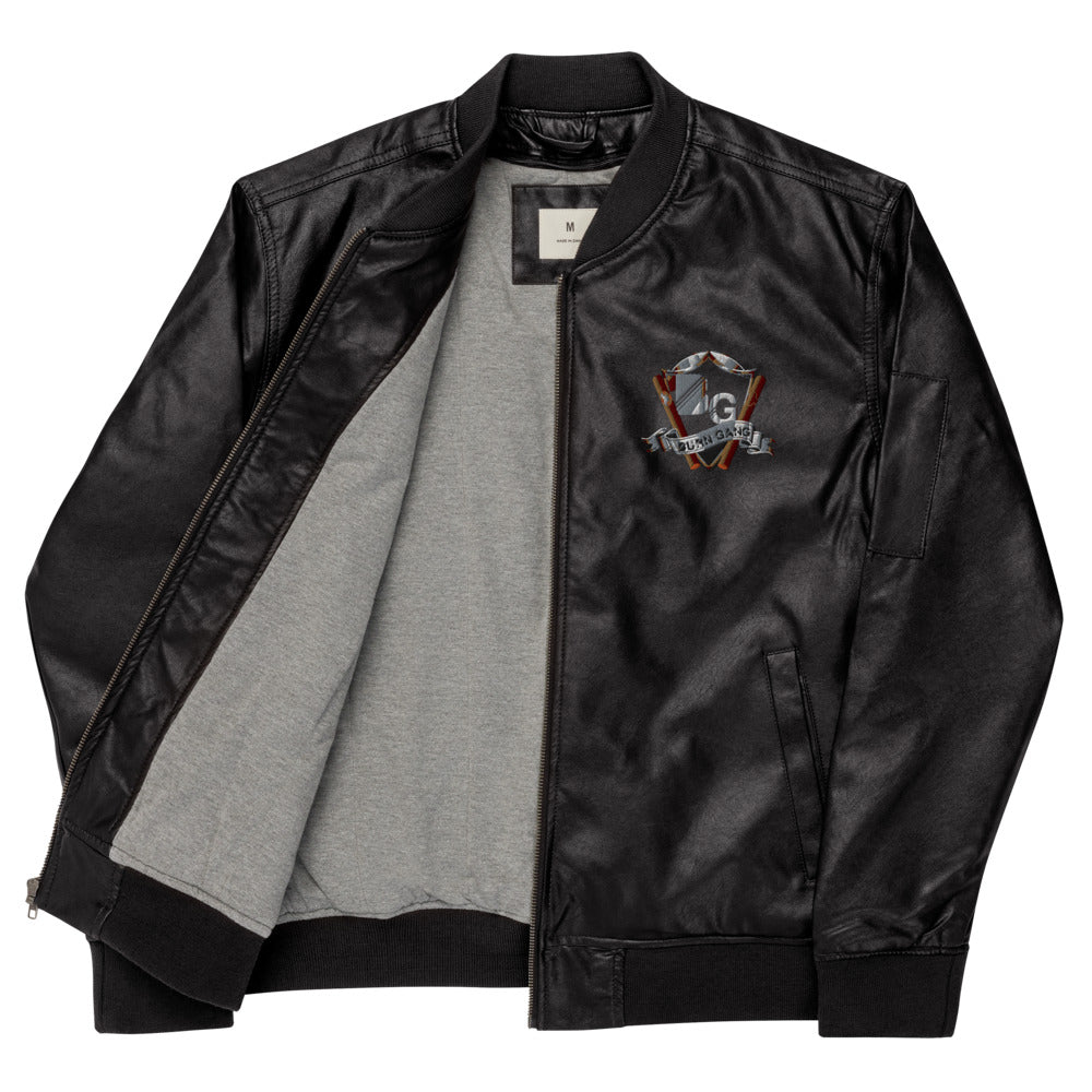 BURN GANG Leather Bomber Jacket