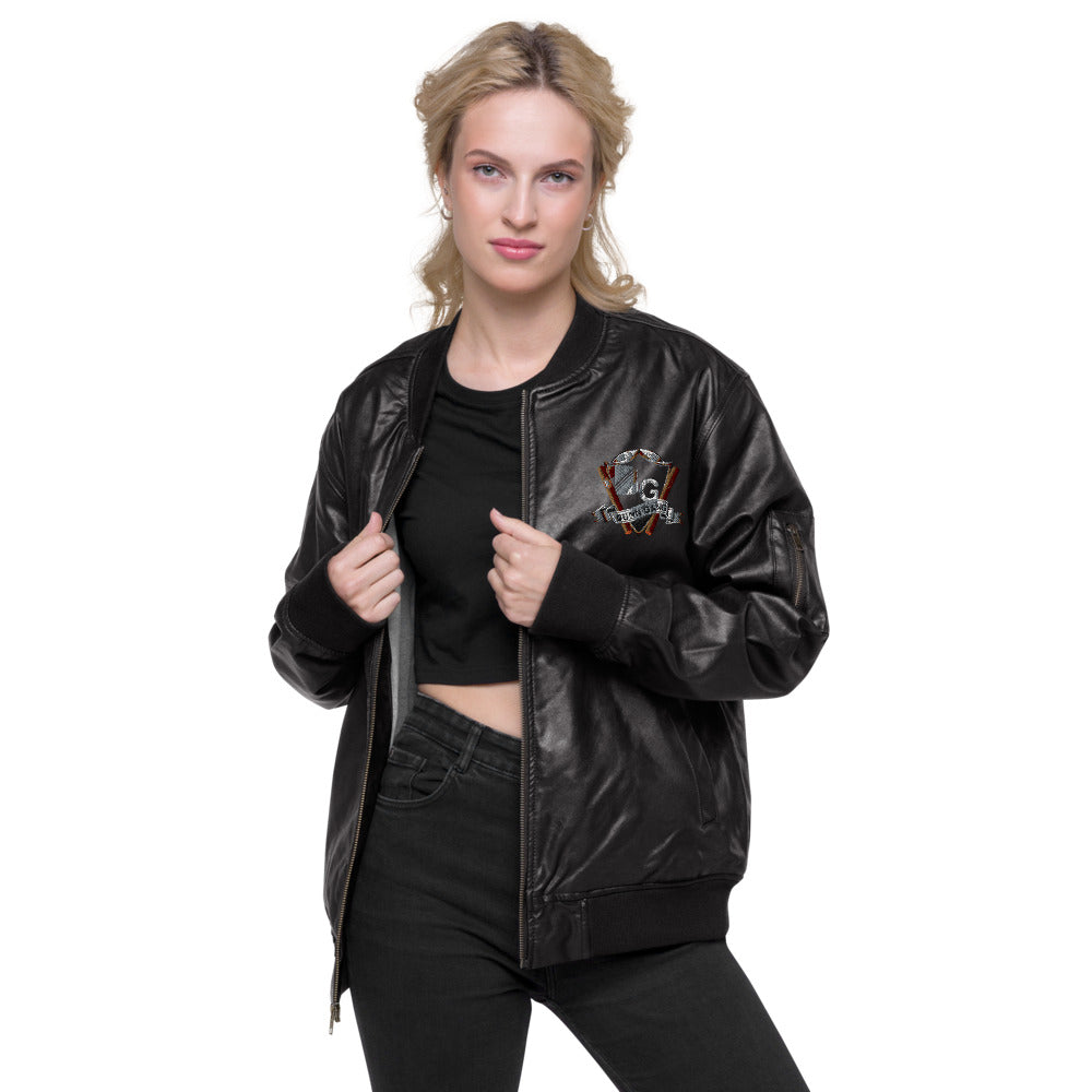 BURN GANG Leather Bomber Jacket