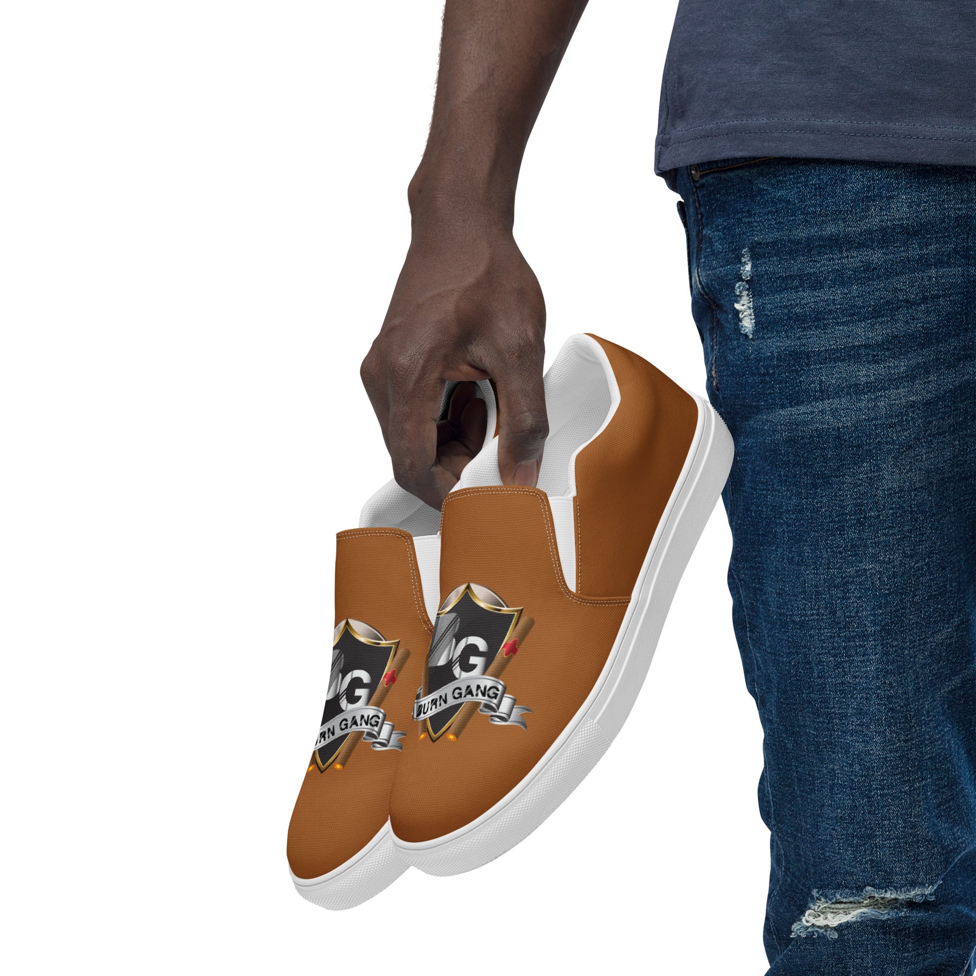 BURN GANG official logo Men’s slip-on canvas shoes