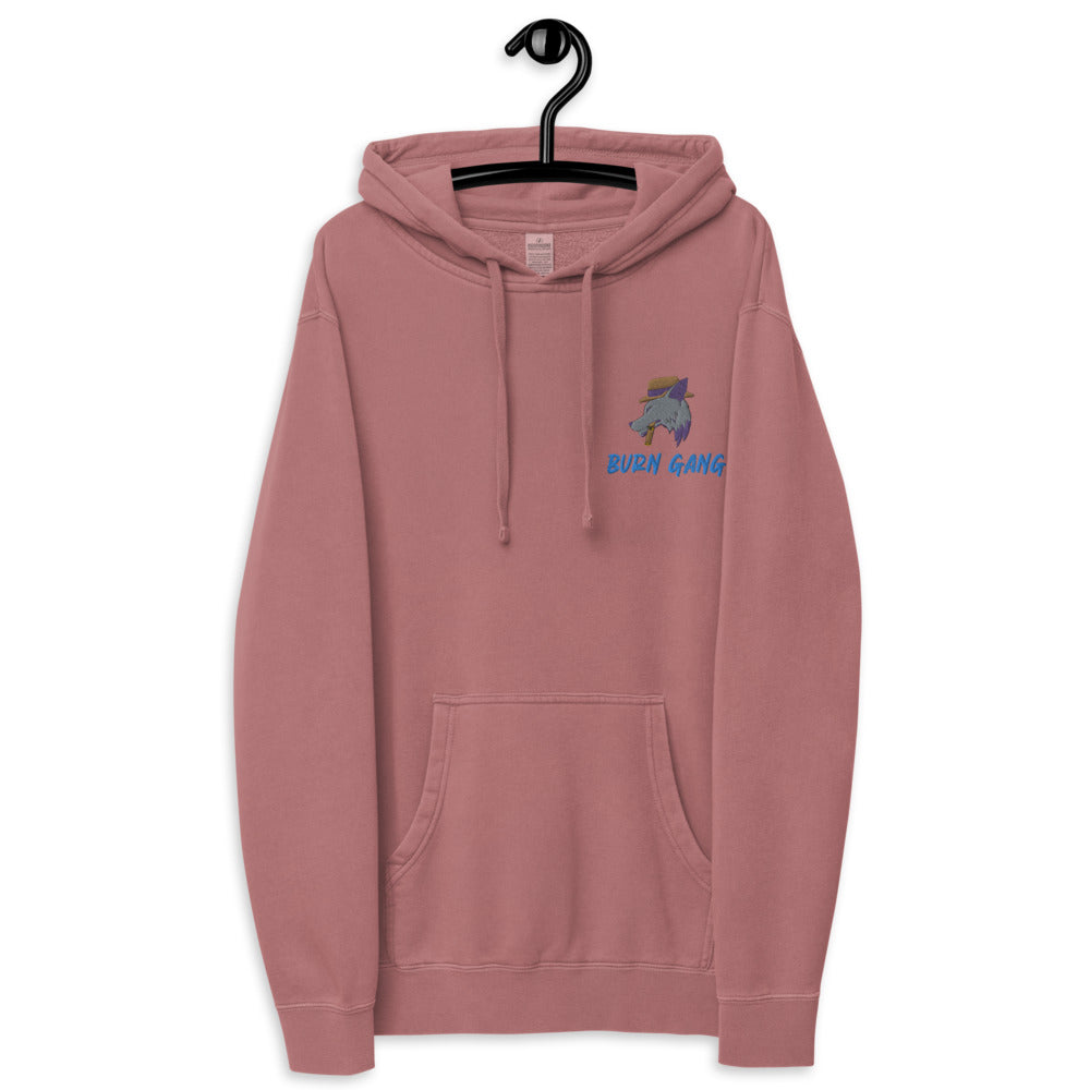 BURN GANG Wolf Unisex pigment dyed hoodie